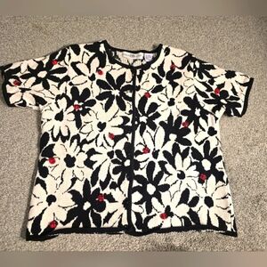 Marisa Christina Cotton Blend Ladybug Cardigan Button Up Floral Unique